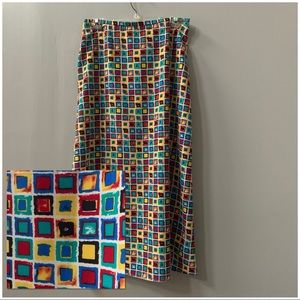 🛍5/$25 Vintage 90s squares multicolor Maxi skirt
